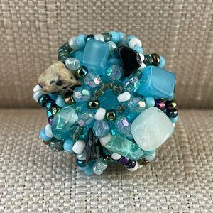 Women Rings Multi Color Beads Fashion Jewelry Ring Size 6-7